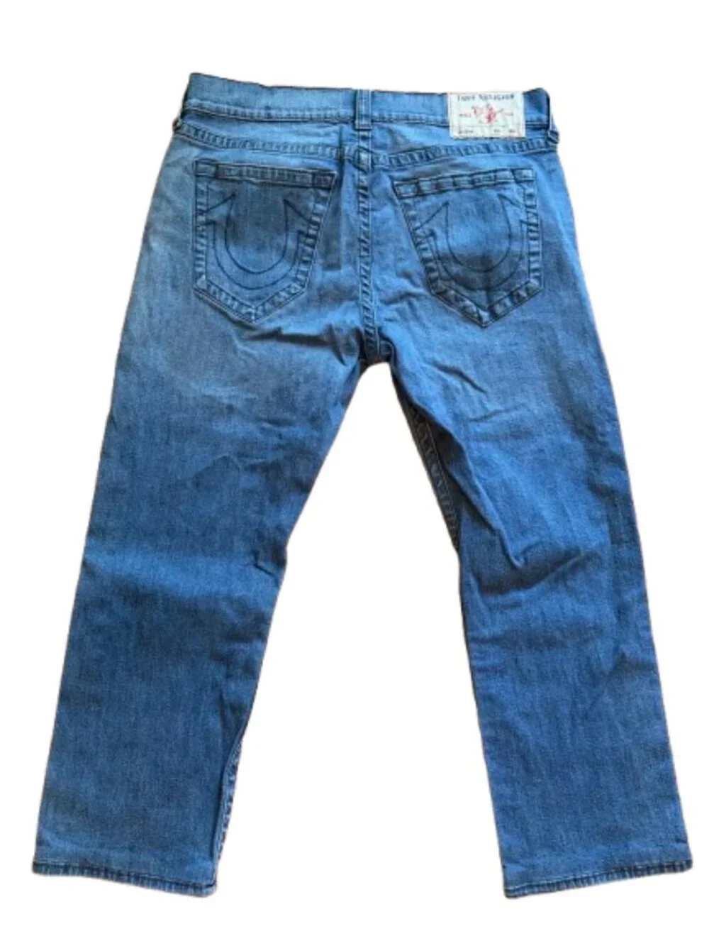 True Religion Ricky Relaxed Straight Jeans Men's W34 L35 Blue Denim Zip Fly